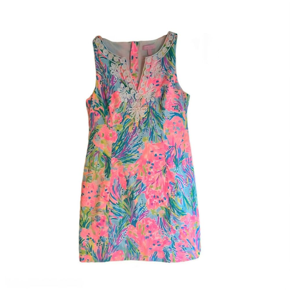 Lilly Pulitzer Gabby Shift Dress Size 4 Fan Sea Pants Print